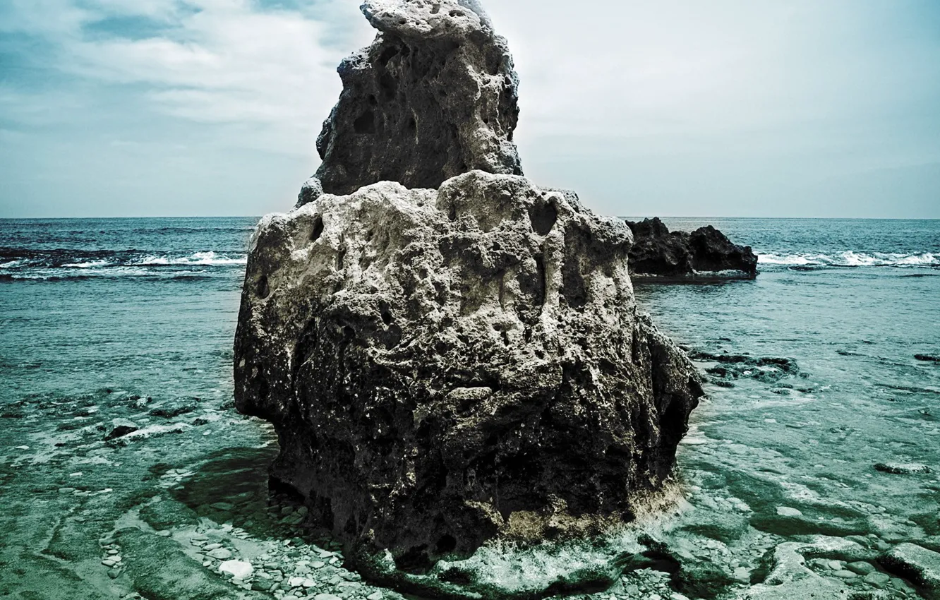 Photo wallpaper sea, pebbles, Stone