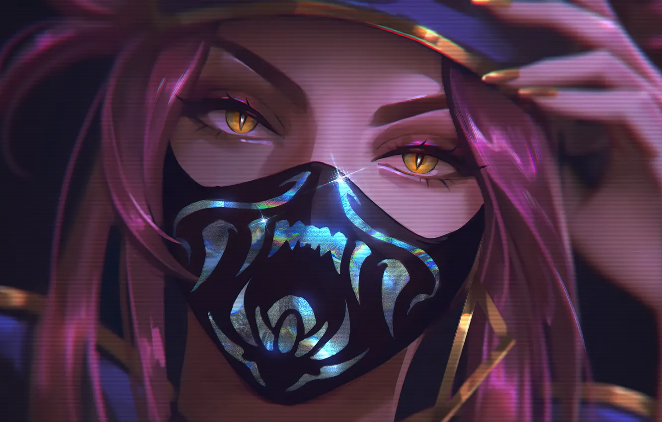 Photo wallpaper look, the game, portrait, mask, game, character, character, Akali