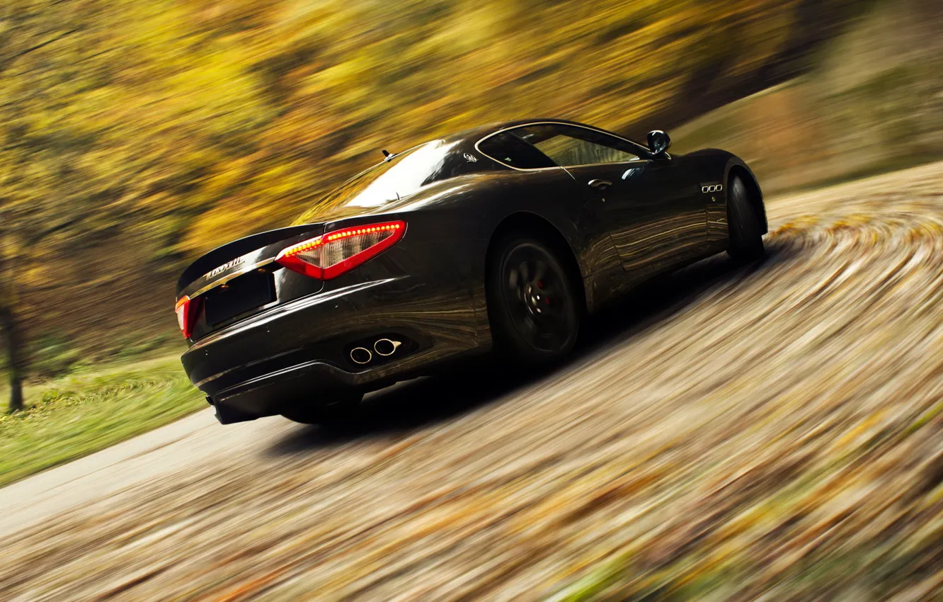 Photo wallpaper road, Maserati, speed, blur, sports car, GranTurismo
