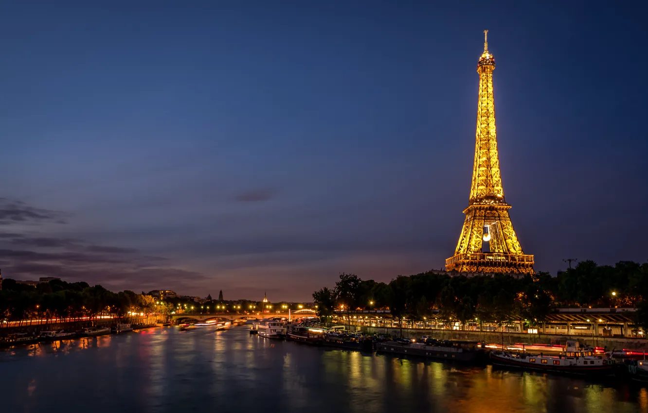 Photo wallpaper river, Paris, Hay, Eiffel tower