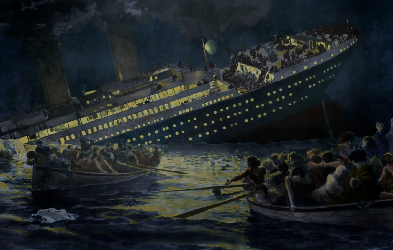 Photo wallpaper Titanic, death, lifeboats, Sinking