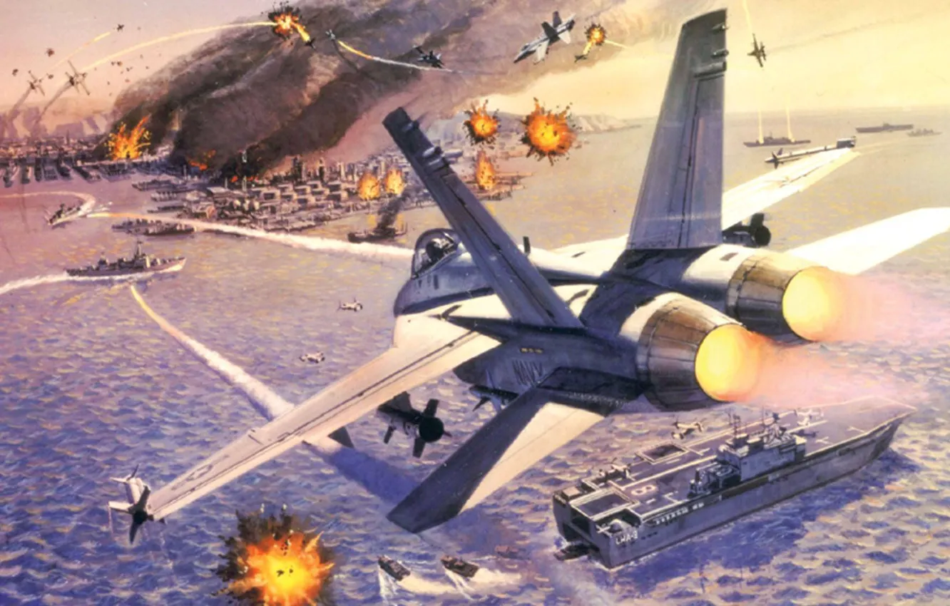 Photo wallpaper war, the game, figure, battle, art, Boeing, game, Super Hornet