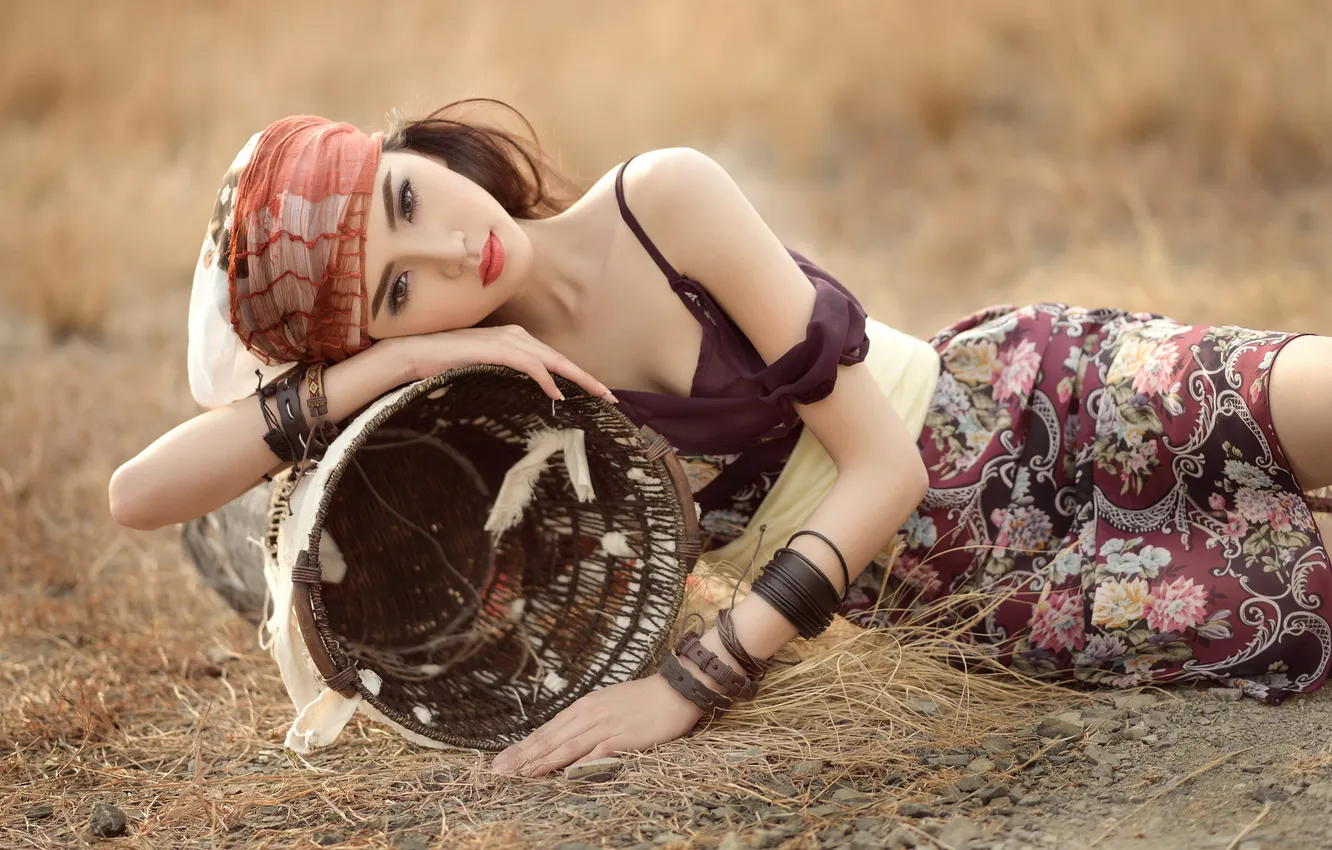 Photo wallpaper look, girl, Asian