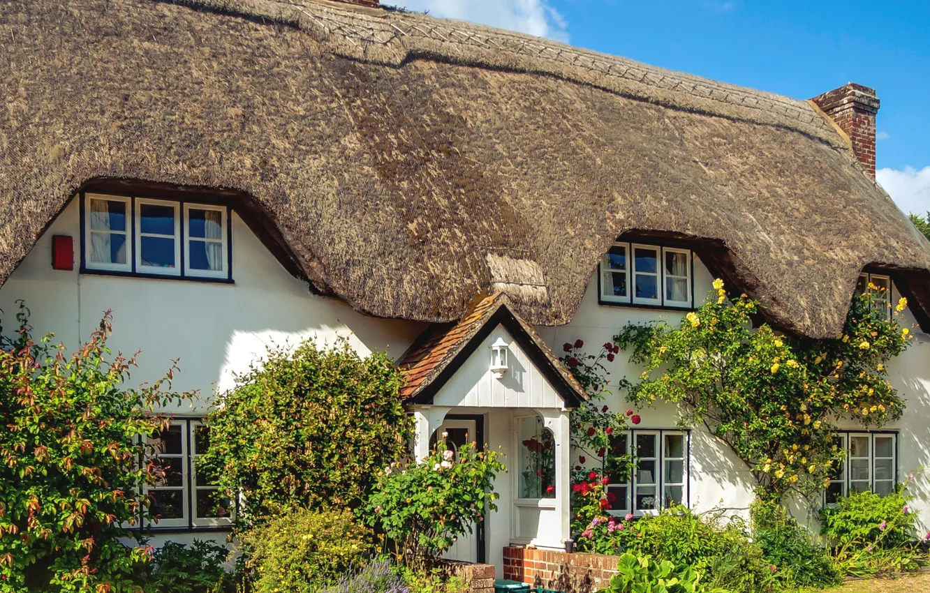 Photo wallpaper the sky, clouds, trees, flowers, home, Germany