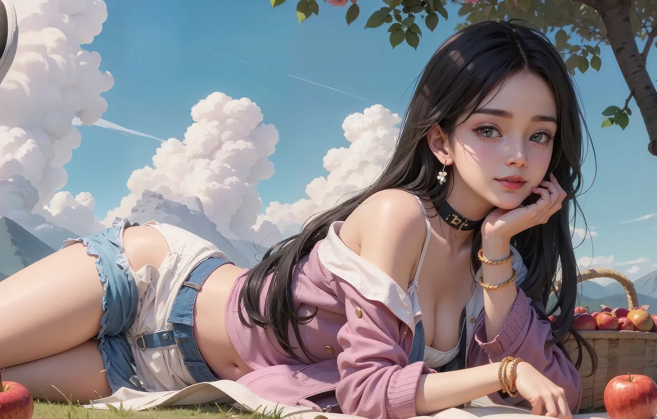 Photo wallpaper anime, beautiful, anime girl, AI Generated