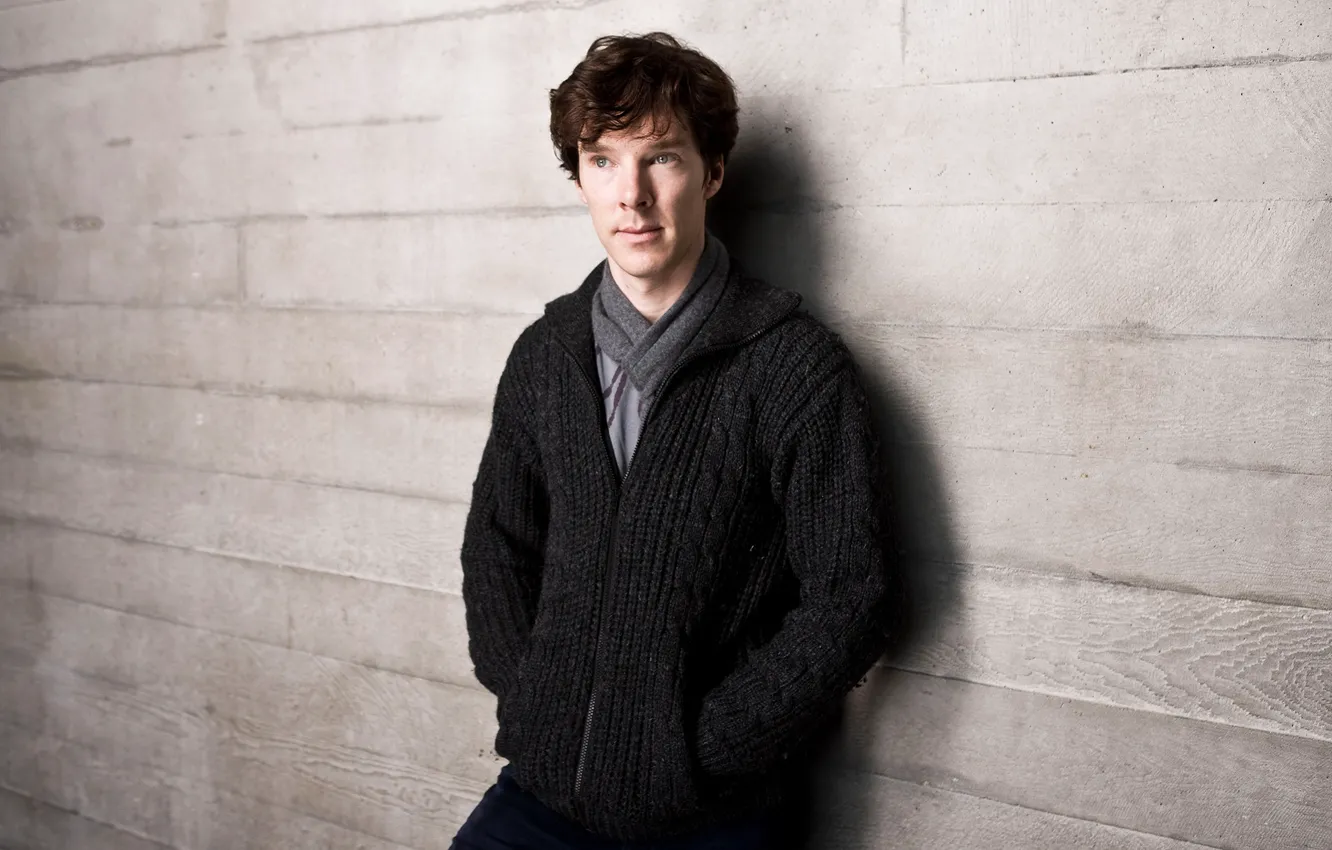 Photo wallpaper look, wall, male, jacket, Benedict Cumberbatch