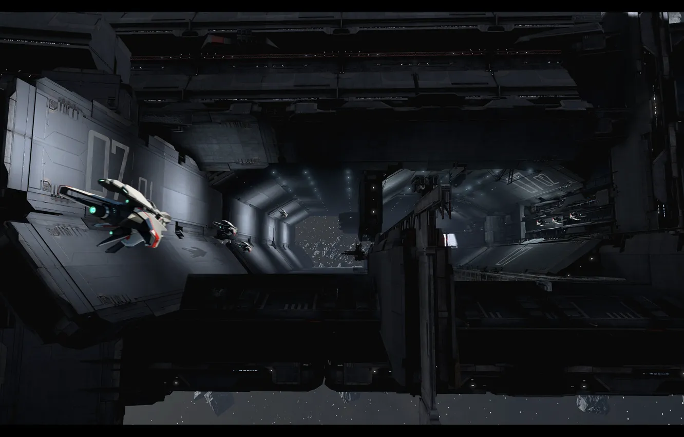 Photo wallpaper stars, the tunnel, Dreadnought, hangar, camera