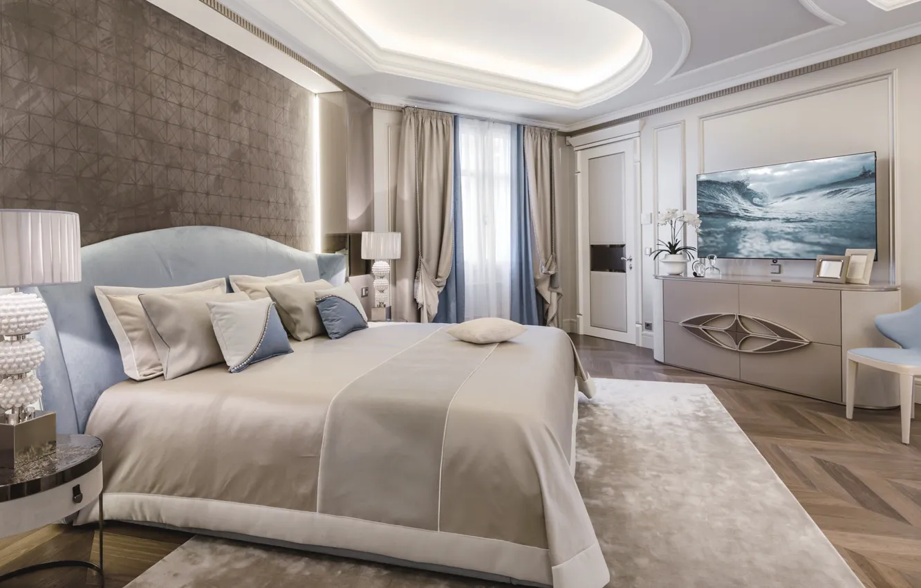 Photo wallpaper design, style, room, interior, Monaco, bedroom, luxurious villa, by NG-studio Interior Design