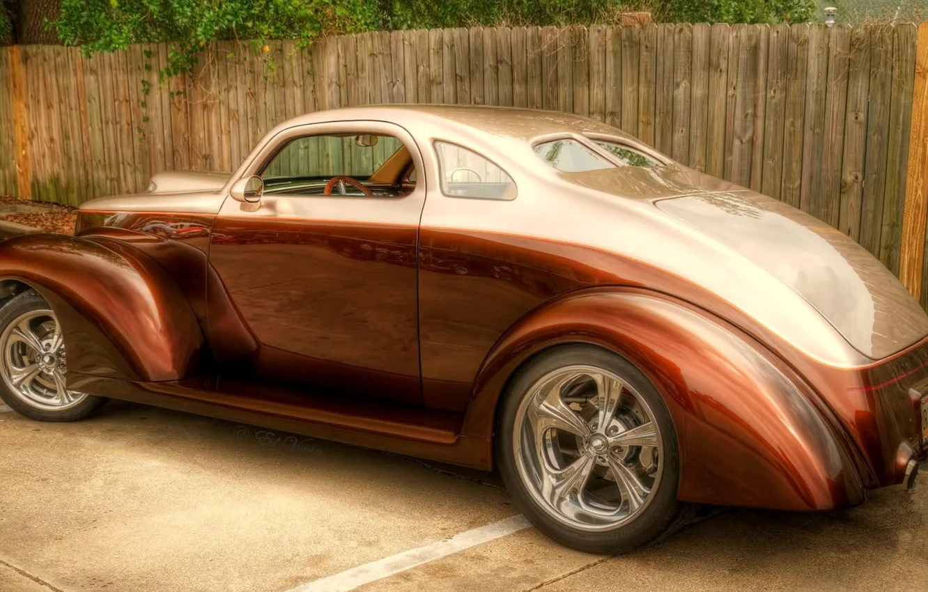 Photo wallpaper color, ford, drives, chrome, body, coupe, custom, bronze
