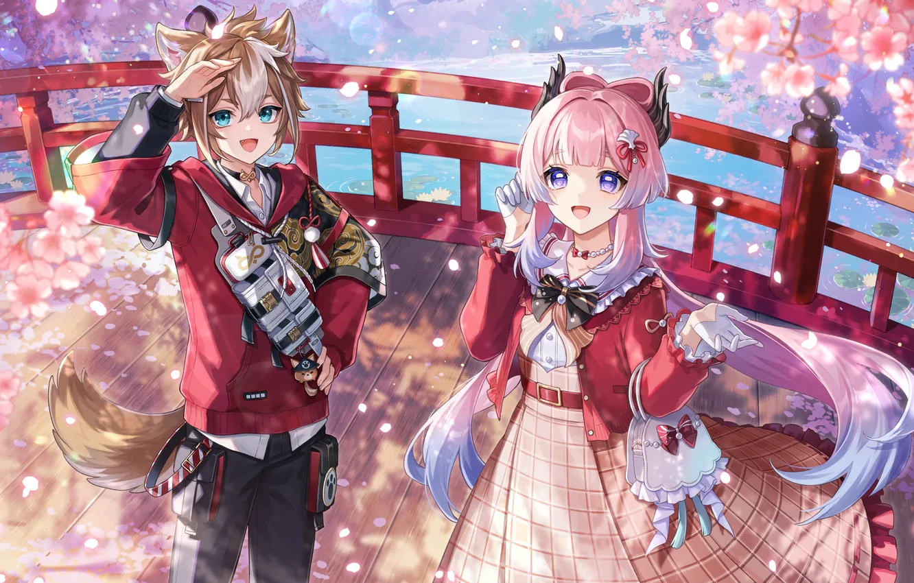 Photo wallpaper girl, guy, Genshin Impact, Genshin Impact