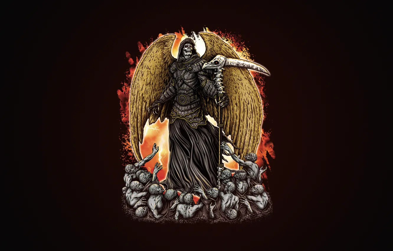 Photo wallpaper style, death, background, wings, monster, minimalism, art, braid