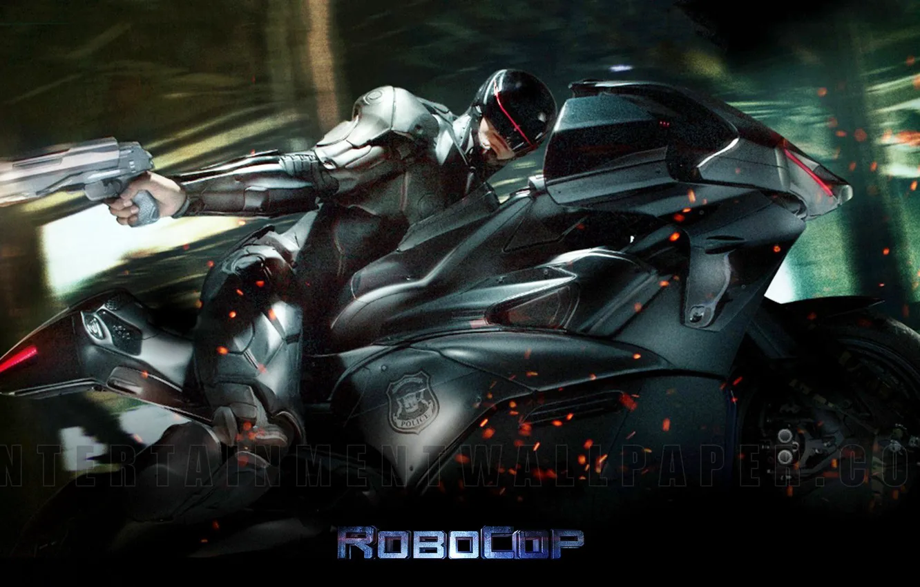 Photo wallpaper pistol, bike, Robocop, RoboCop, 2014