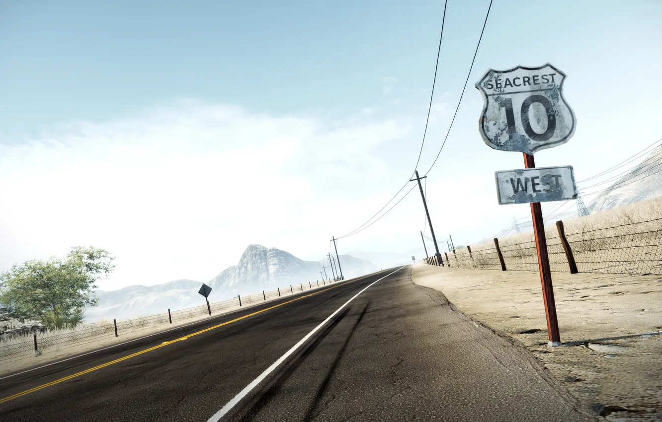 Photo wallpaper road, sign, Need for Speed: Hot Pursuit
