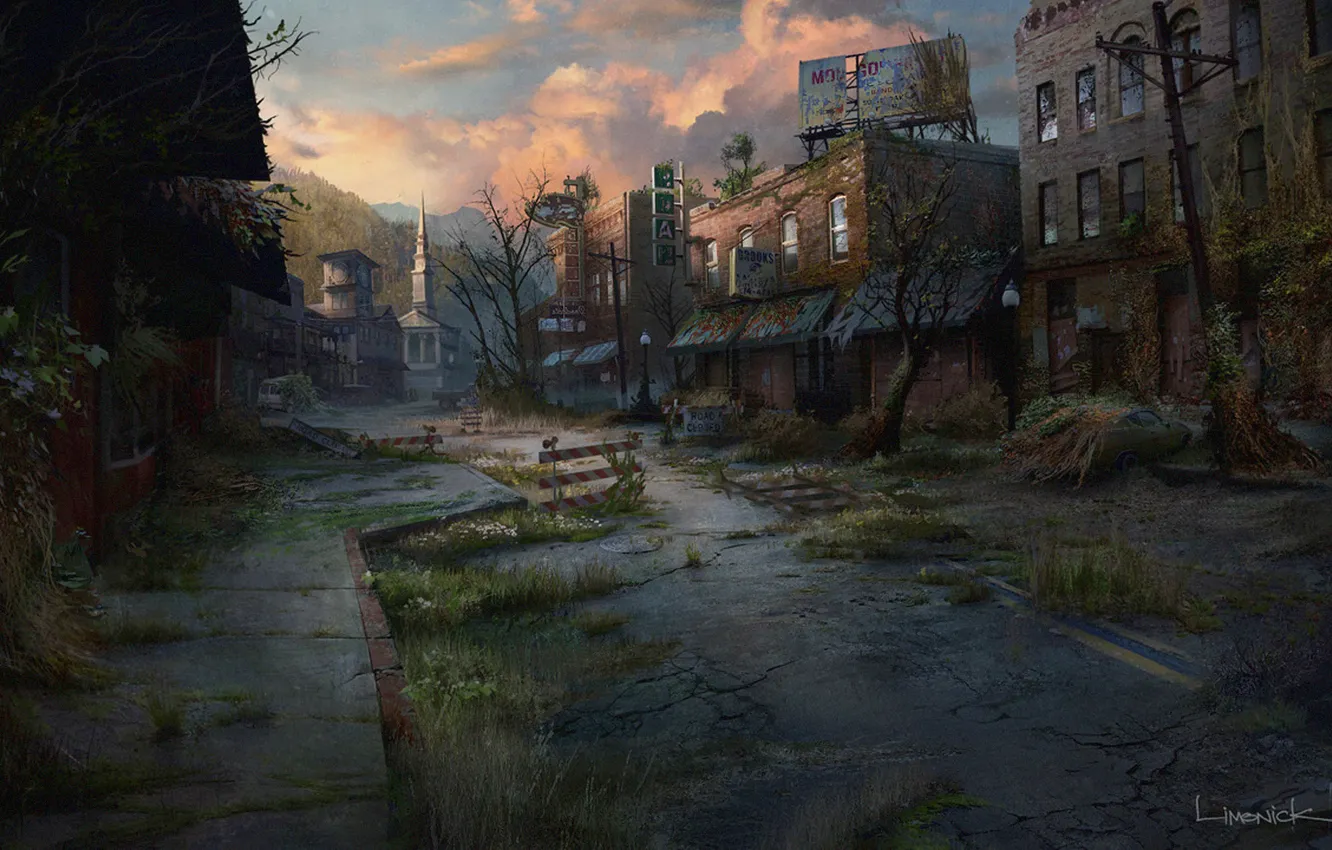 Photo wallpaper the city, art, the end of the world, postapokalipsis, The Last of Us