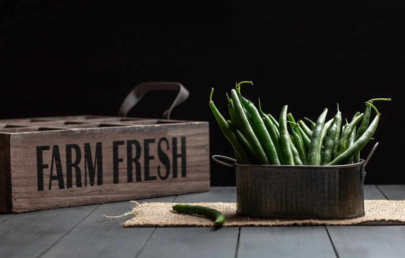 Photo wallpaper background, Green Beans, Farm Fresh