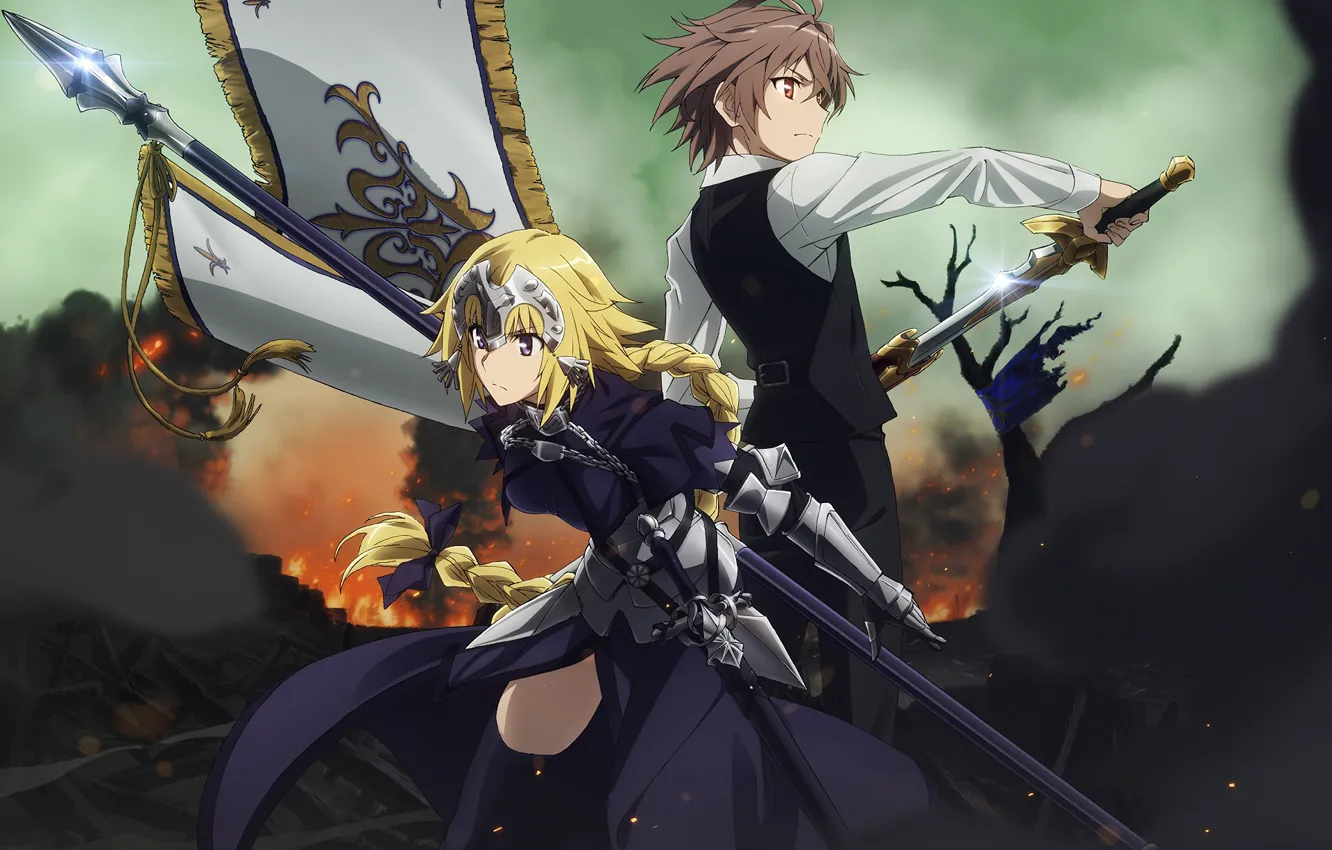 Photo wallpaper girl, weapons, anime, art, guy, two, Fate Apocrypha, FateApocrypha