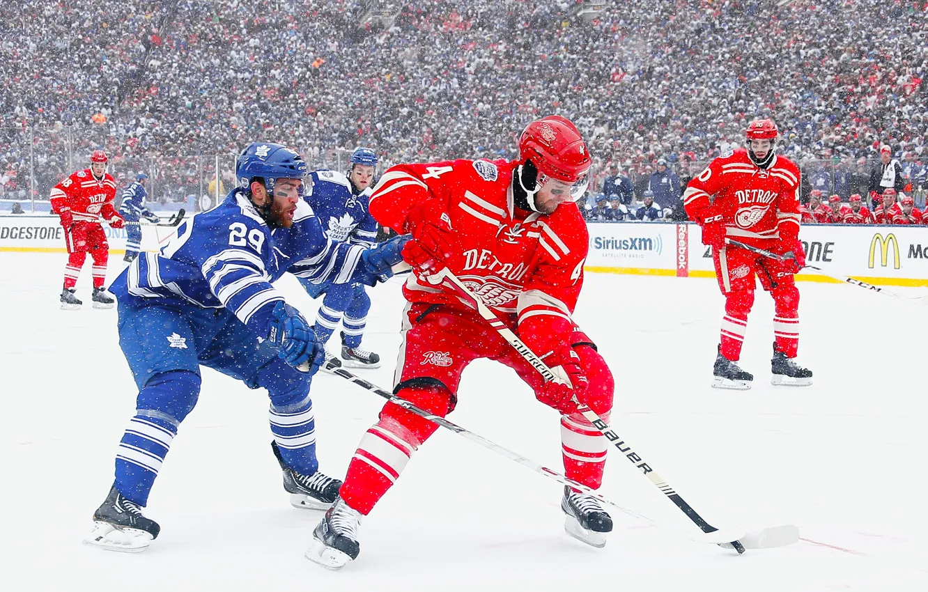 Photo wallpaper The game, Snow, Sport, Ice, Ice, Detroit, NHL, NHL