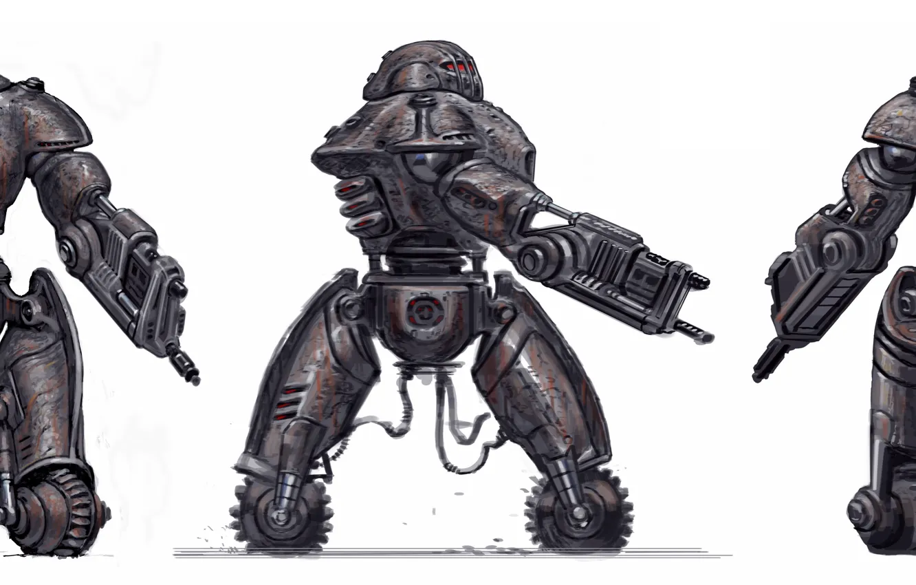 Photo wallpaper robot, outlines, views from different angles