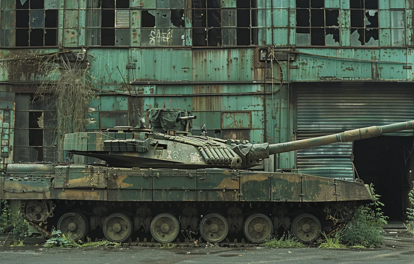 Photo wallpaper building, tank, side, digital art, AI art, The Art of Artificial Intelligence, neural network