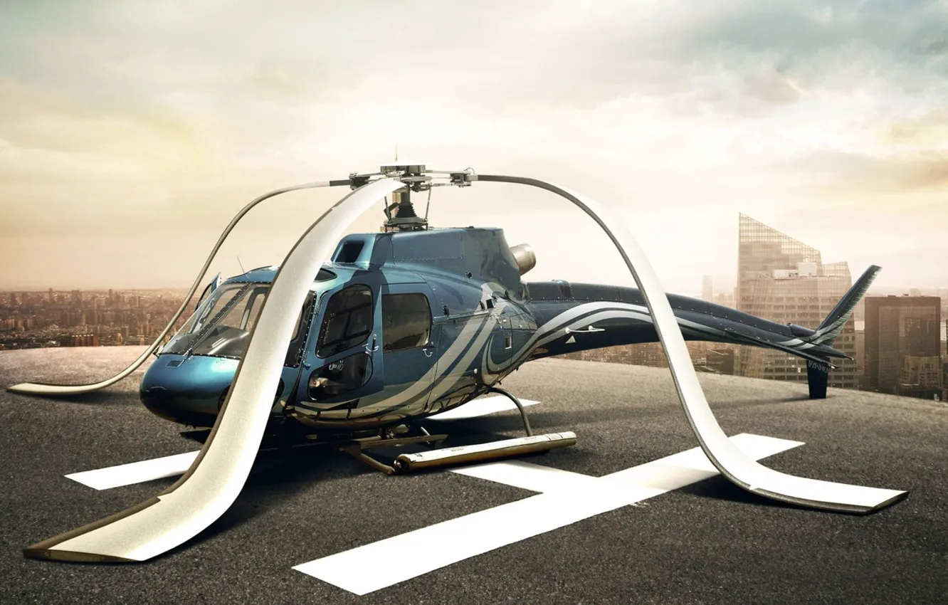 Photo wallpaper the sky, mood, helicopter, the trick, blades, helicopter, descended, deprecia