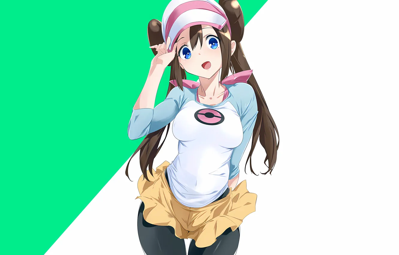 Photo wallpaper girl, long hair, brown hair, anime, blue eyes, beautiful, pretty, Pokemon