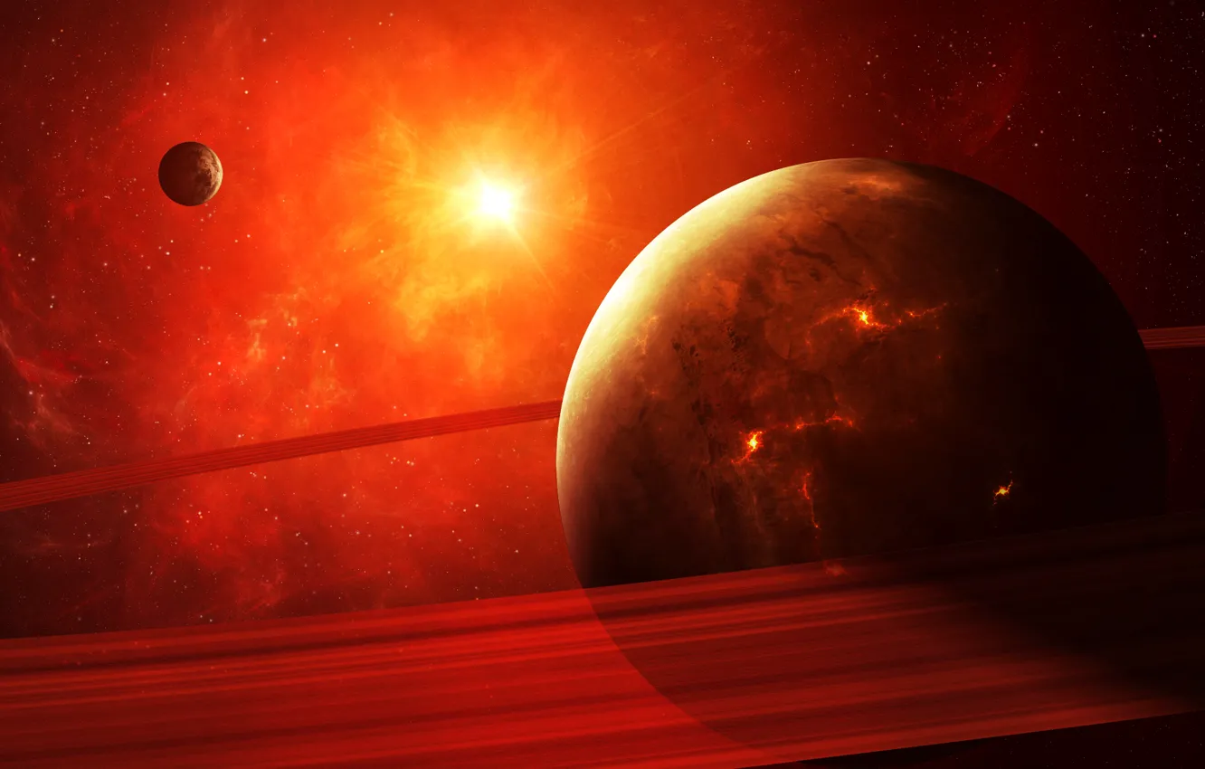 Photo wallpaper light, red, planet, apocalypse, sci fi