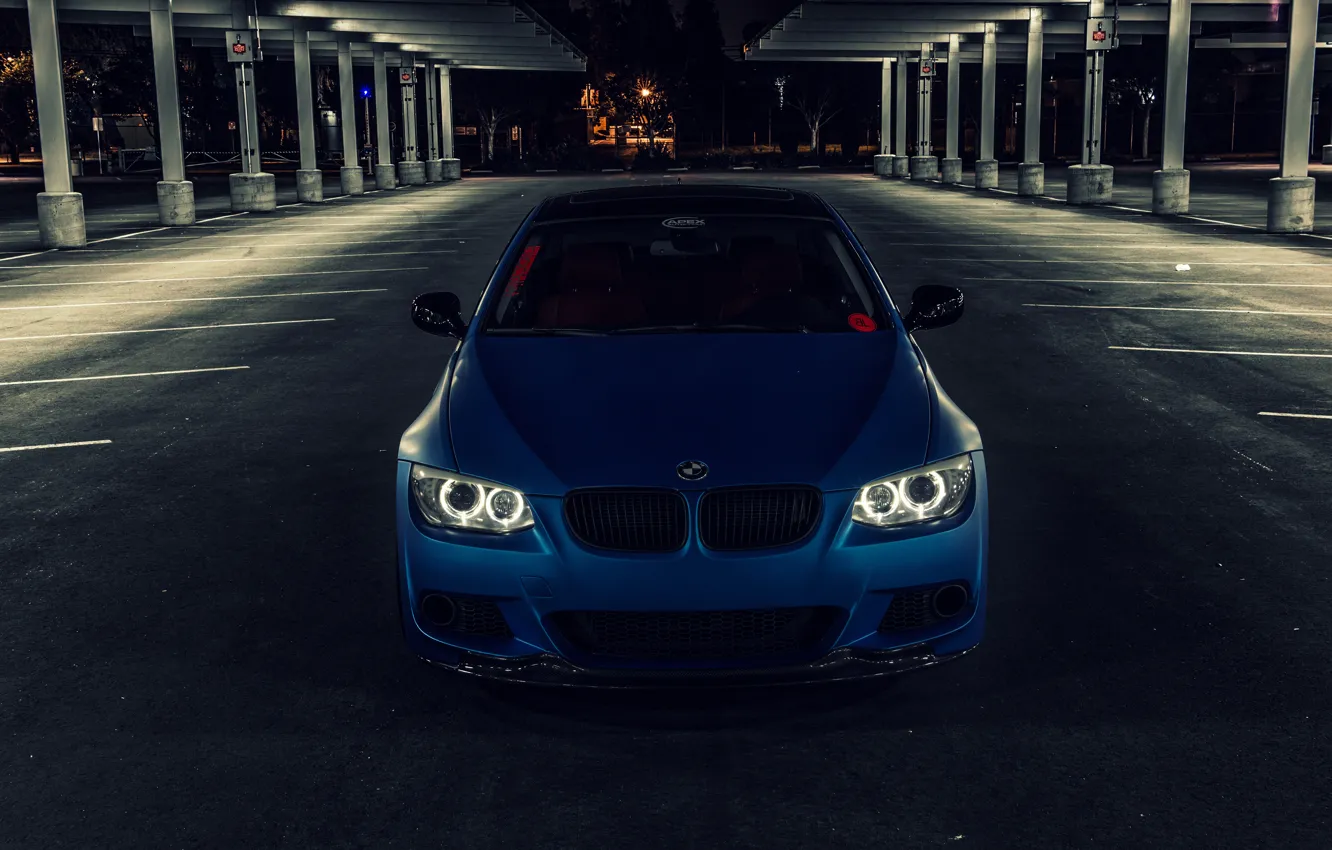 Photo wallpaper blue, BMW, BMW, Matt, front, E92, Matte, The 3 series