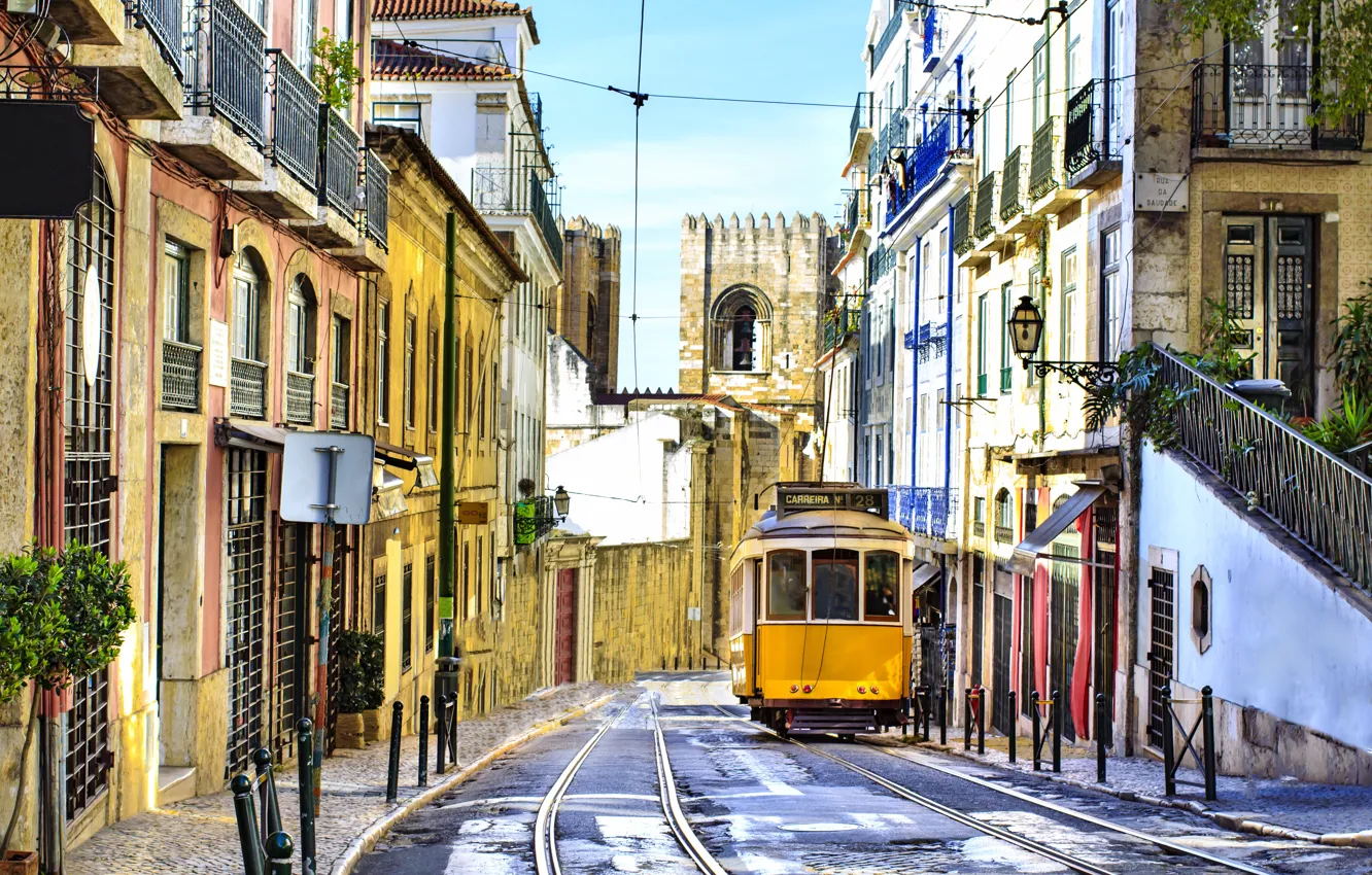 Photo wallpaper summer, the city, Europe, tram, street, The Mediterranean