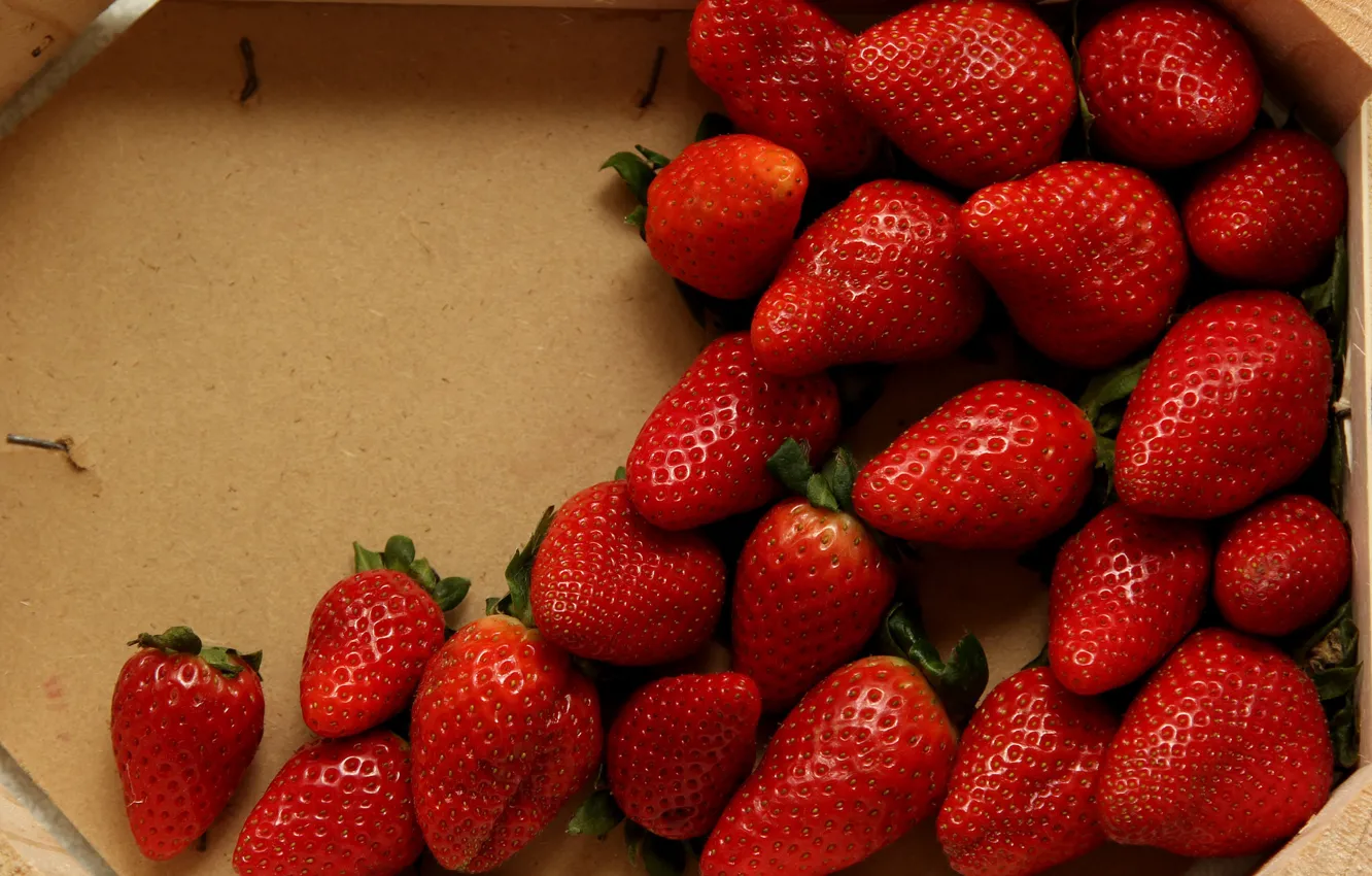 Photo wallpaper berries, strawberry, box, tray