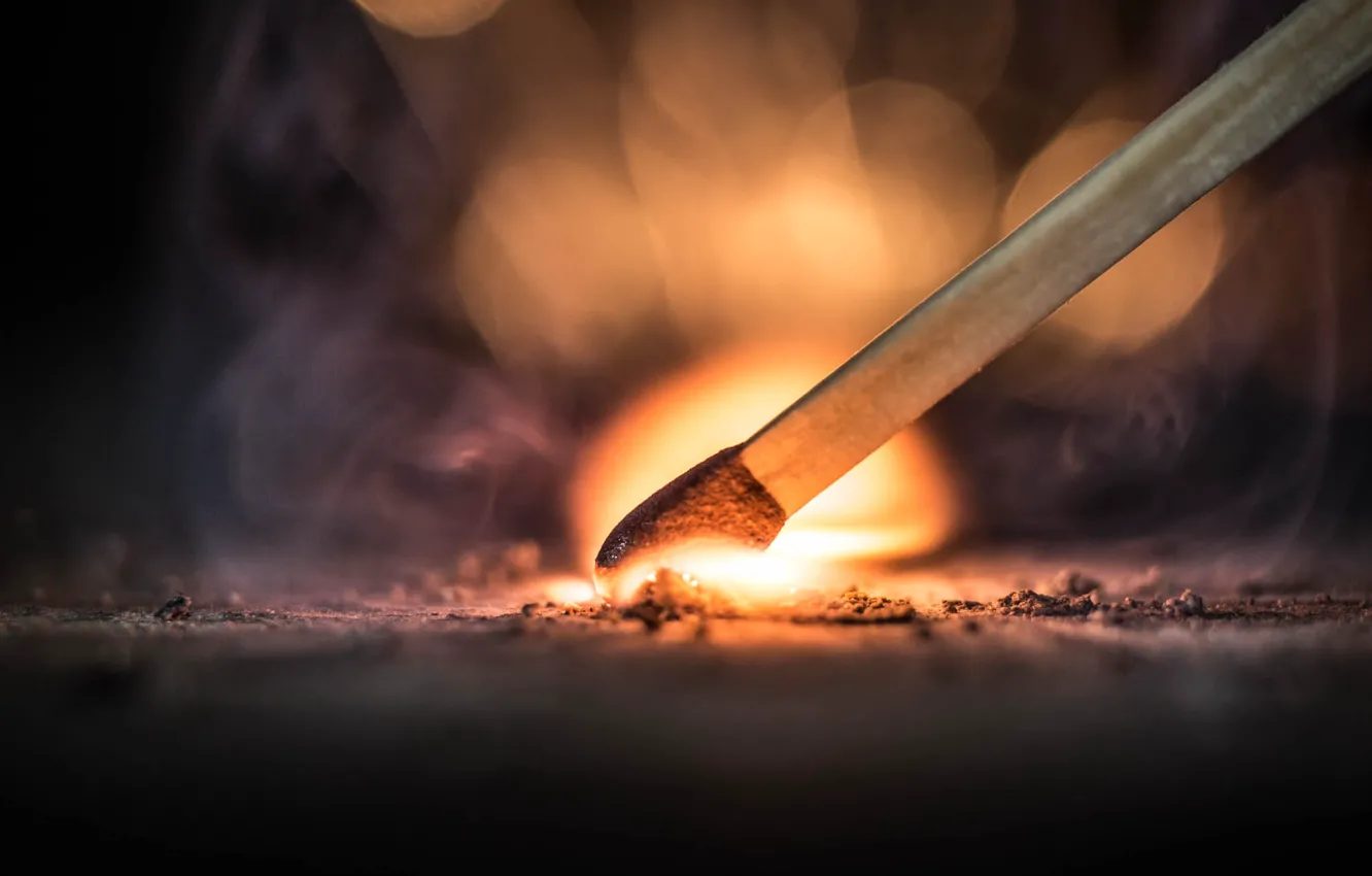 Photo wallpaper fire, flame, match, ignition, nitrate