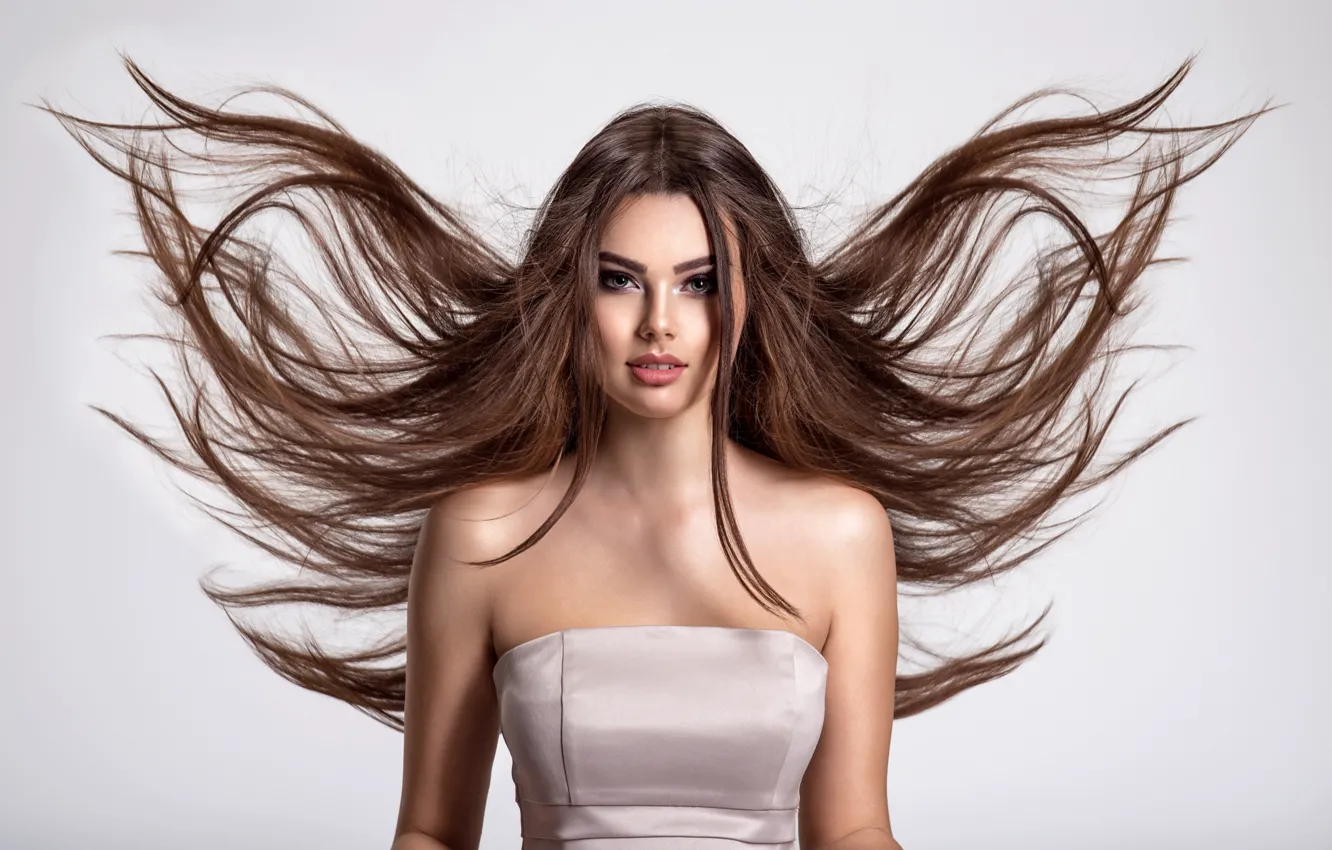 Photo wallpaper look, girl, hair, girl, woman, long, curls, hair