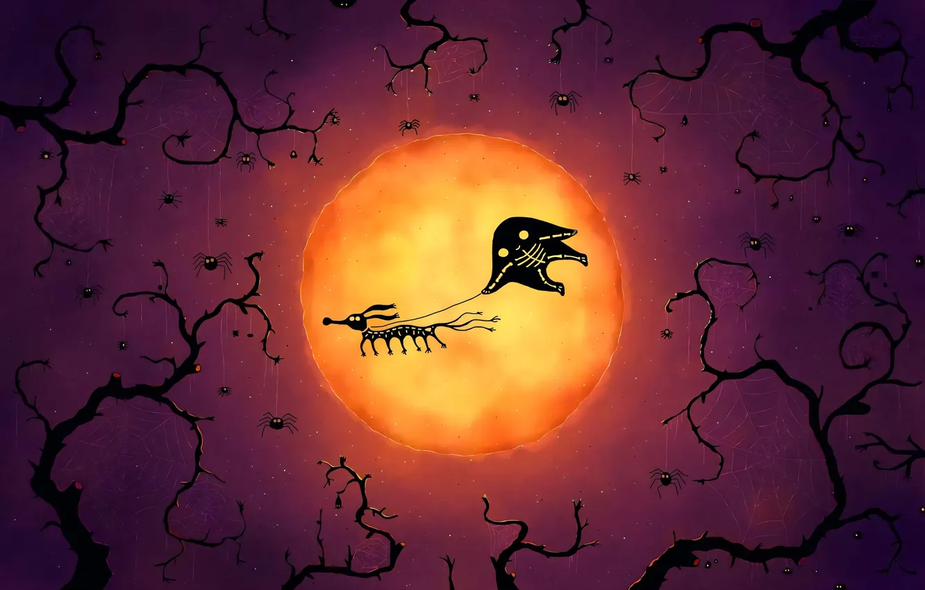 Photo wallpaper night, web, Ghost, vladstudio, Halloween