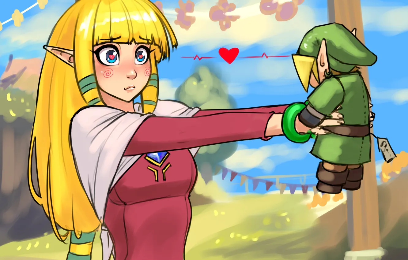 Photo wallpaper girl, toy, art, The Legend of Zelda, Link, Zelda