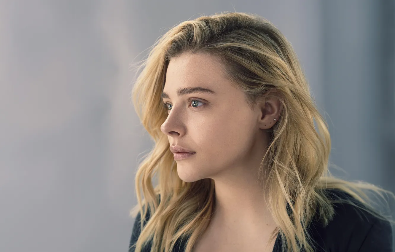 Photo wallpaper eyes, model, actress, blonde, lips, celebrity, face, Chloe Grace Moretz