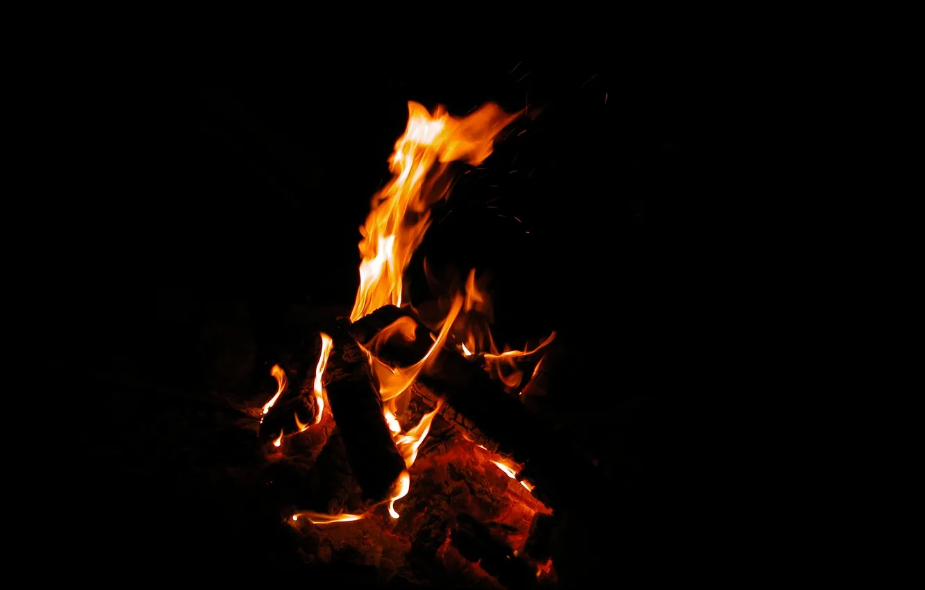 Photo wallpaper demon, fire, flame, night, campfire