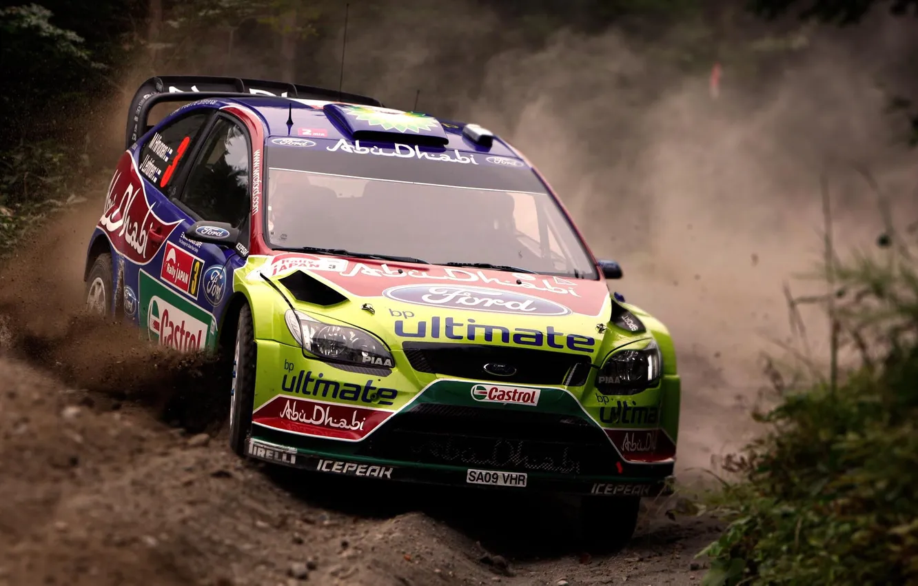 Photo wallpaper Ford, Auto, Dust, Sport, Machine, Race, Skid, Focus