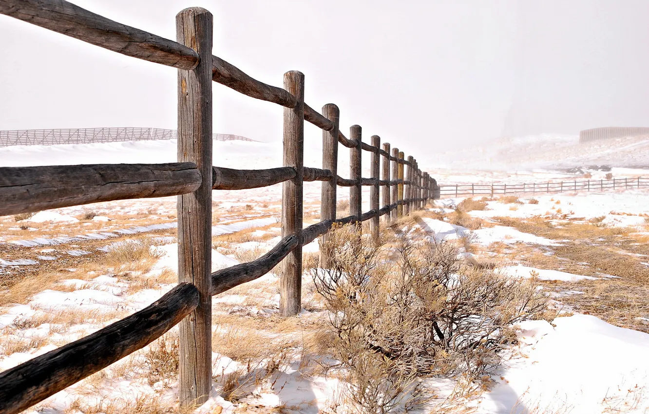 Photo wallpaper field, landscape, the fence