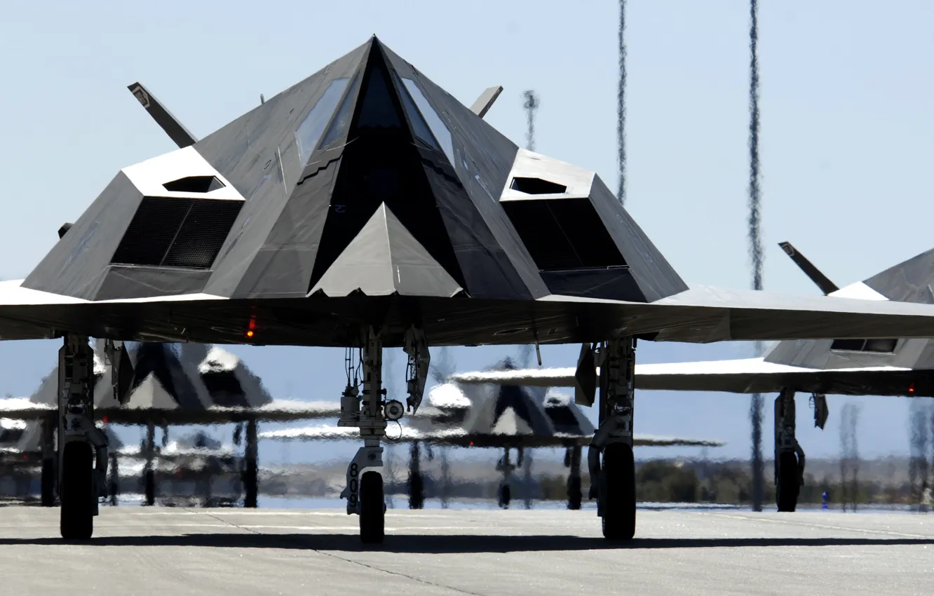 Photo wallpaper the airfield, UNITED STATES AIR FORCE, Holloman Air Force Base, F-117 Nighthawks, fighter invisible