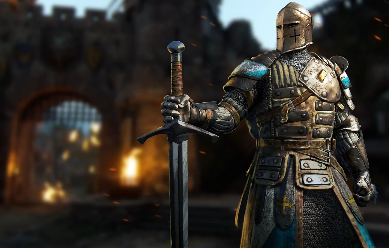 Photo wallpaper Microsoft, fire, flame, sword, Sony, armor, war, cross