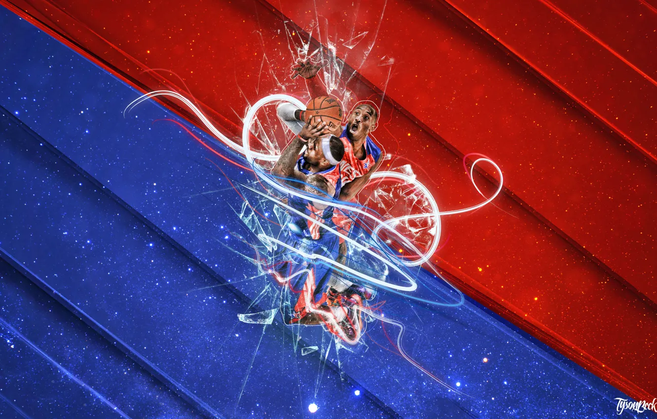 Photo wallpaper blue, red, sport, the ball, blocks, Basketball, NBA, LeBron James