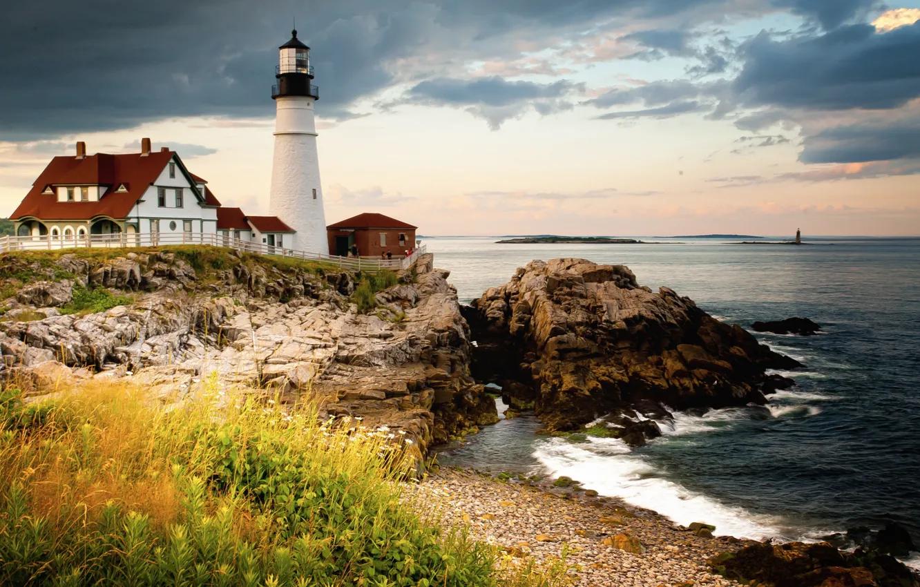 Photo wallpaper house, sky, landscape, nature, lighthouse
