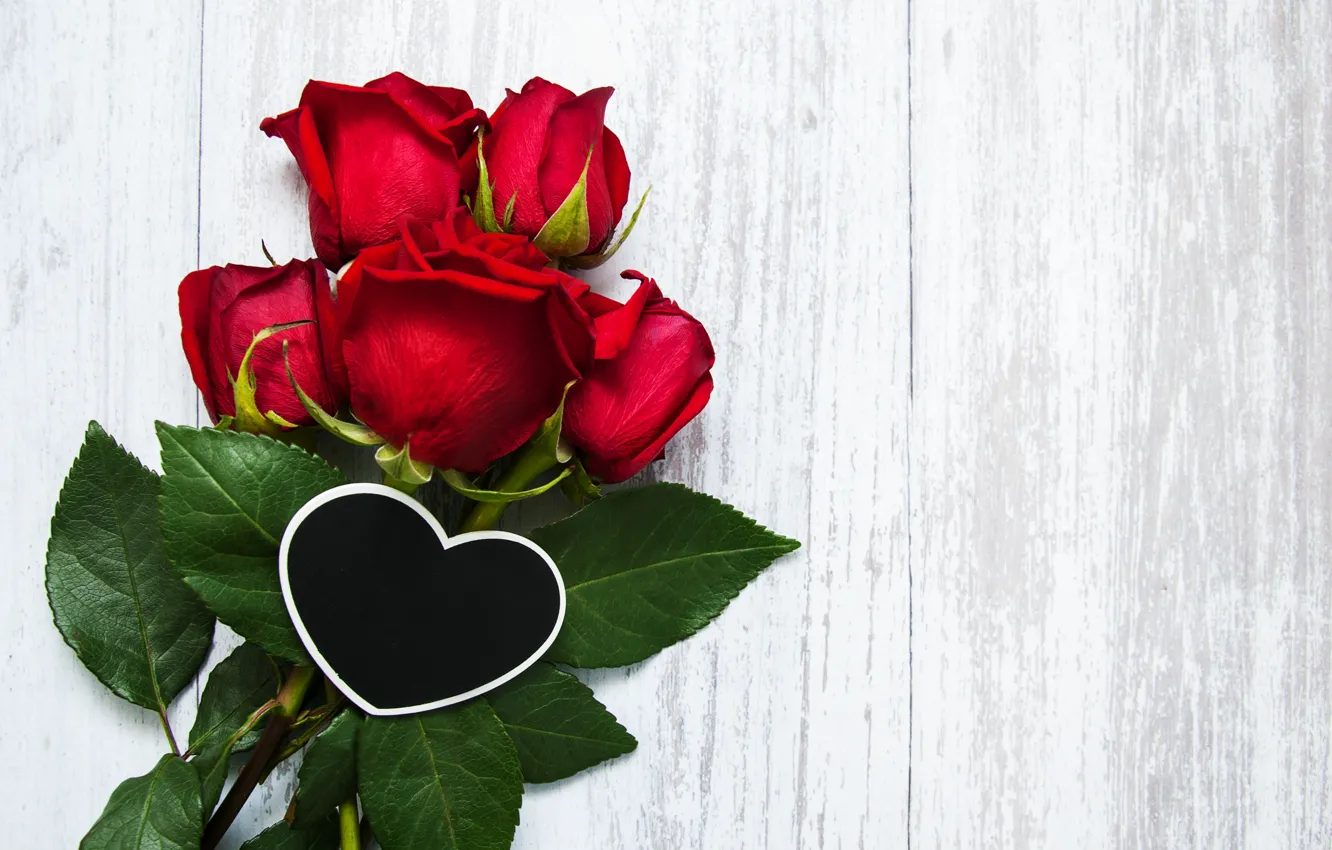 Photo wallpaper love, red, heart, roses, red, love, heart, romantic