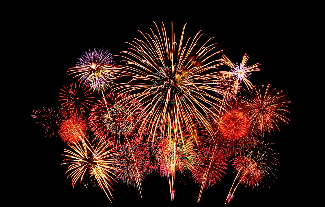 Photo wallpaper new year, salute, colorful, fireworks, night, New Year, fireworks, Happy