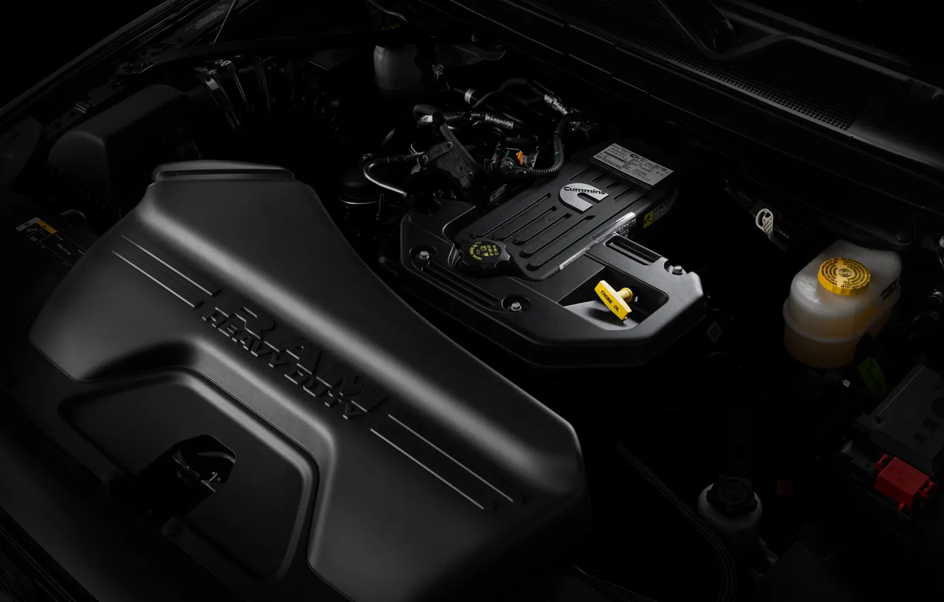 Photo wallpaper power, Night Edition, pickup, Ram, Crew Cab, under the hood, 2025, Ram 3500 Laramie