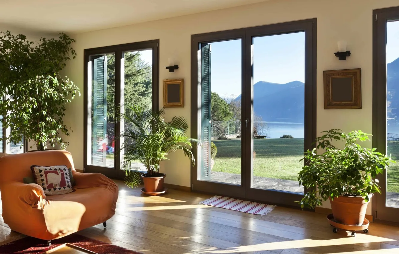 Photo wallpaper design, style, Villa, plant, interior, chair, living room, hall