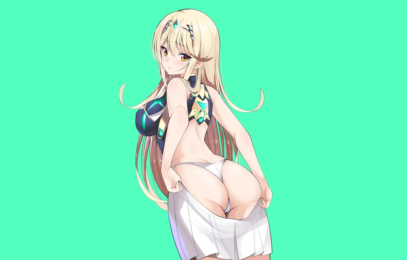 Photo wallpaper green, girl, hot, sexy, ass, anime, pretty, butt