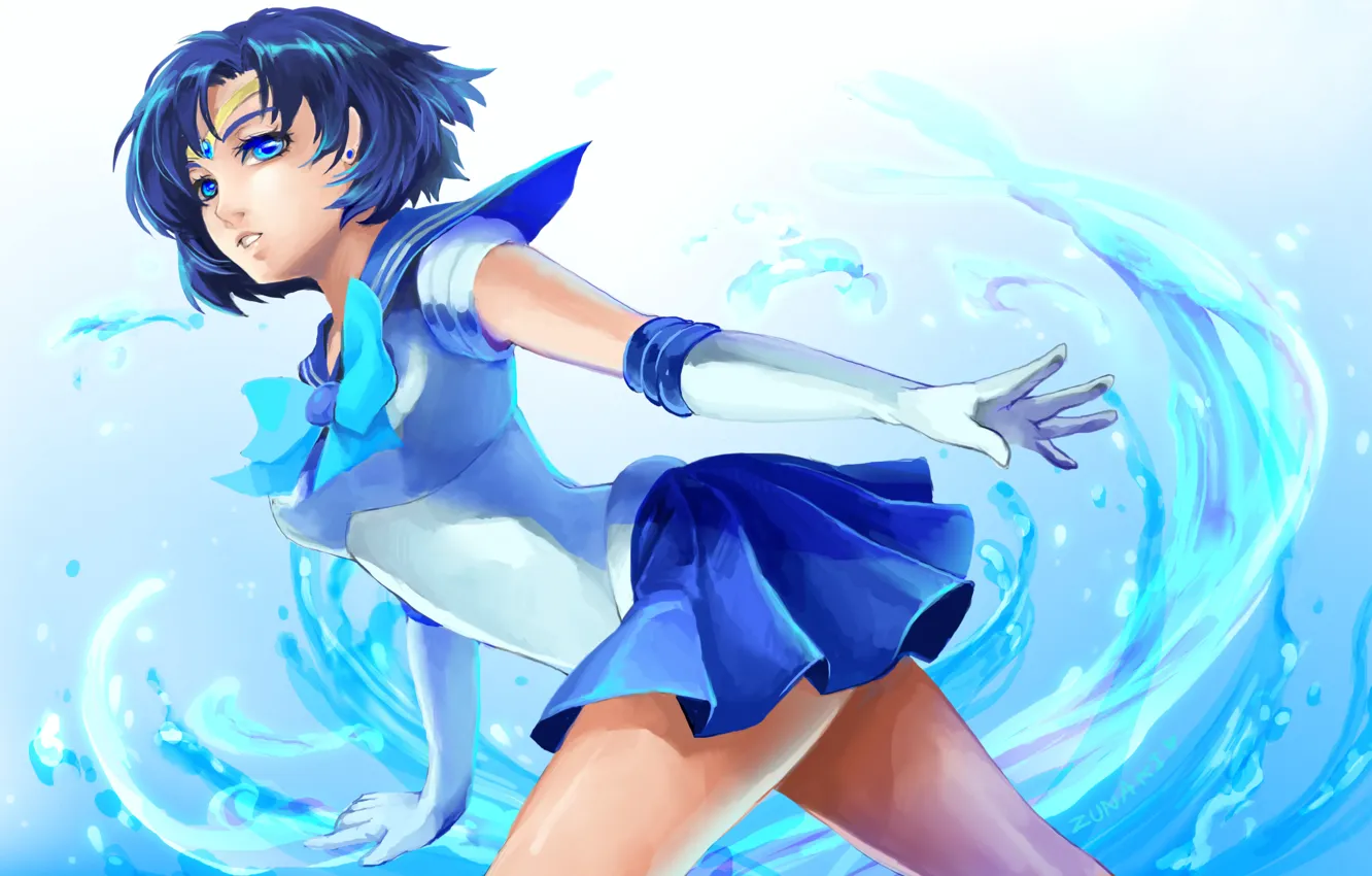 Photo wallpaper girl, magic, paint, art, bishoujo senshi sailor moon, mizuno ami, the Znak