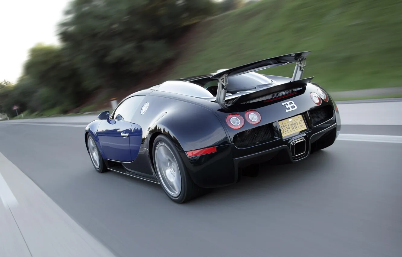 Photo wallpaper blue, speed, Bugatti, Veyron, blur, speed, 16.4