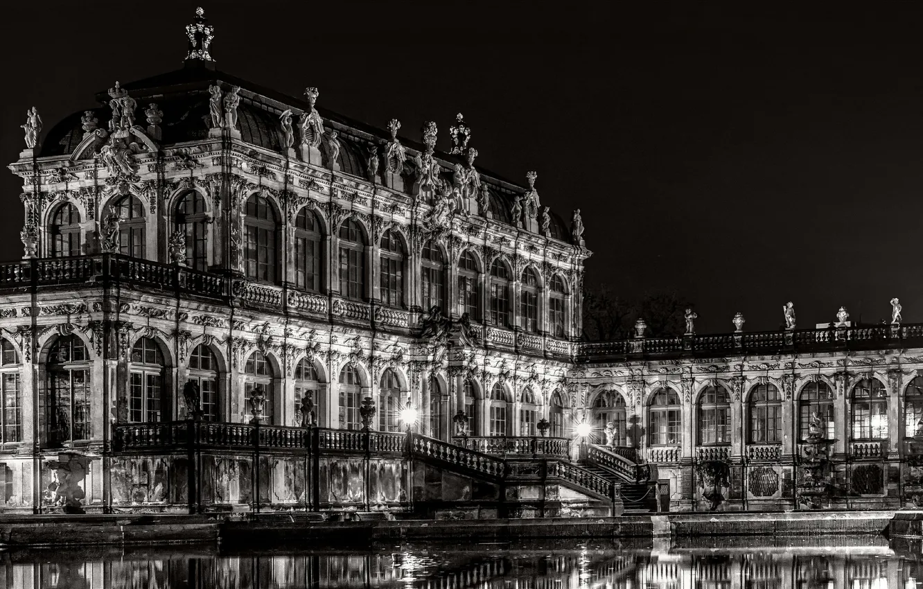 Photo wallpaper Germany, Dresden, black and white, Germany, Dresden, Germany, Kennel, Zwinger