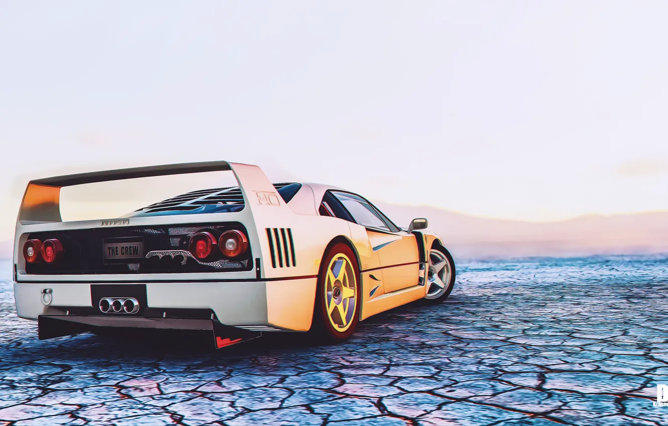 Photo wallpaper machine, auto, white, rendering, the game, Ferrari, F40, sports car